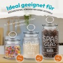 Vorratsdose aus Glas mit Name graviert - Spa&szlig;glas...
