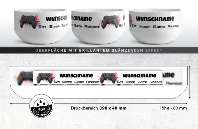 M&uuml;slisch&uuml;ssel mit Motiv - Gamer Controller - mit Name - Geschenk f&uuml;r Kinder