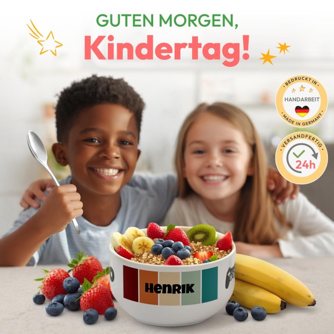 M&uuml;slisch&uuml;ssel mit Motiv - Level Unlocked Retro - mit Name &amp; Alter - Geschenk f&uuml;r Gamer