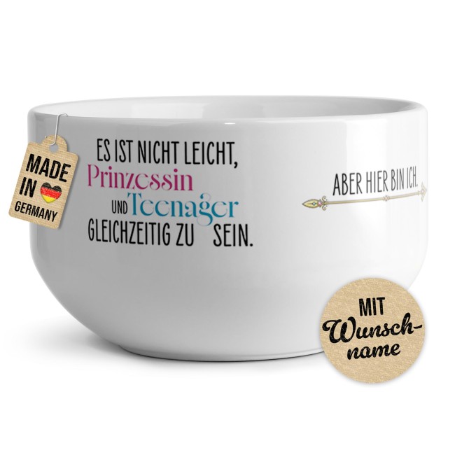 M&uuml;slisch&uuml;ssel mit Motiv - Prinzessin Teenager - mit Name - Geschenk f&uuml;r M&auml;dchen