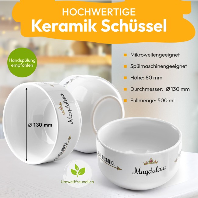 M&uuml;slisch&uuml;ssel mit Motiv - Prinzessin Teenager - mit Name - Geschenk f&uuml;r M&auml;dchen