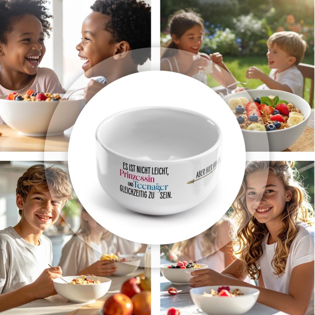M&uuml;slisch&uuml;ssel mit Motiv - Prinzessin Teenager - mit Name - Geschenk f&uuml;r M&auml;dchen
