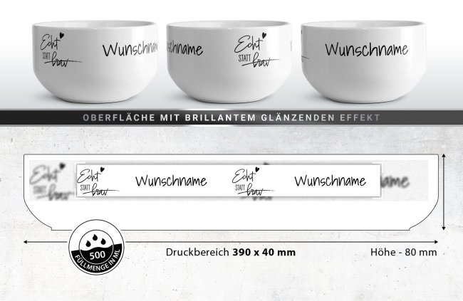 M&uuml;slisch&uuml;ssel mit Motiv - Echt statt brav - mit Name - Geschenk f&uuml;r Kinder