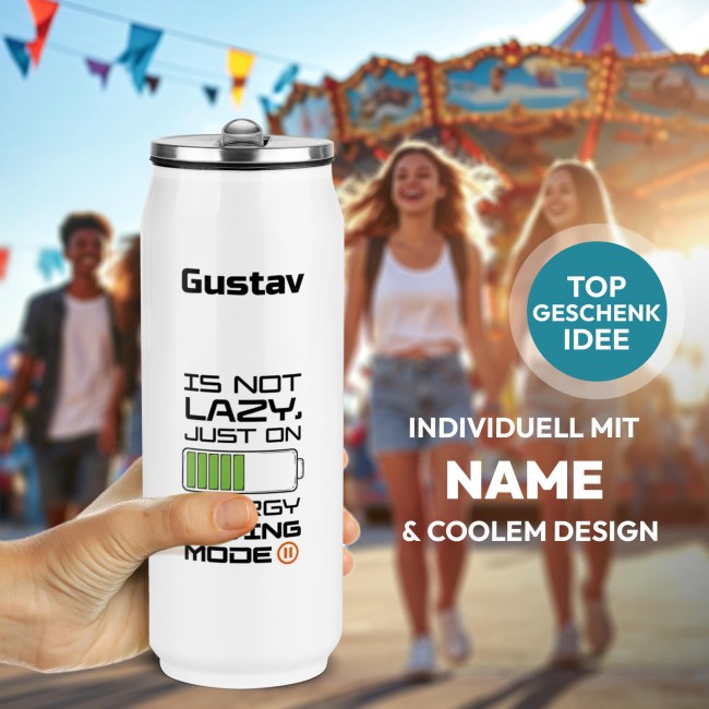 Cola-Dose - Energy Saving Mode - mit Name - Wei&szlig; 420 ml