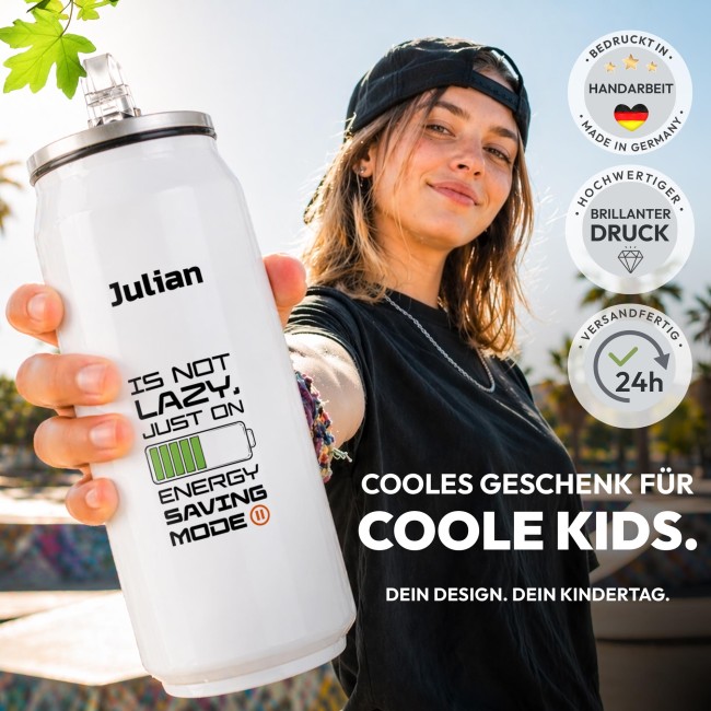 Cola-Dose - Energy Saving Mode - mit Name - Wei&szlig; 420 ml