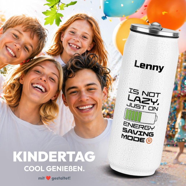 Cola-Dose - Energy Saving Mode - mit Name - Wei&szlig; 420 ml