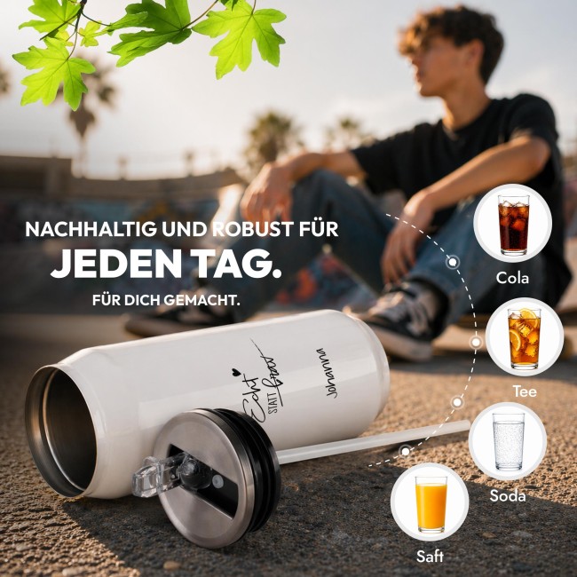 Cola-Dose - Echt statt brav - mit Name - Wei&szlig; 420 ml