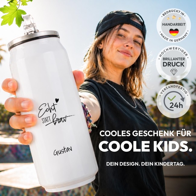 Cola-Dose - Echt statt brav - mit Name - Wei&szlig; 420 ml
