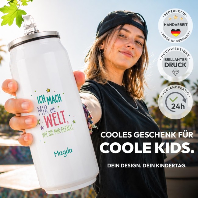 Cola-Dose - Welt wie sie mir gef&auml;llt - mit Name - Wei&szlig; 420 ml