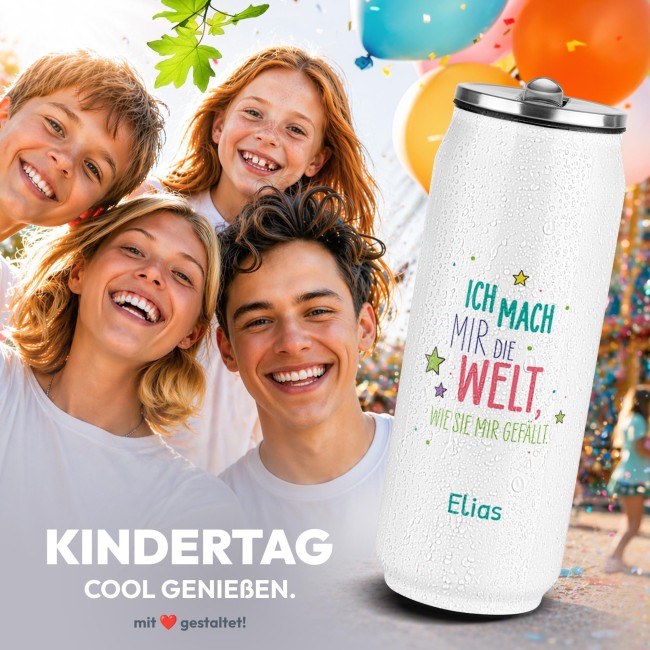 Cola-Dose - Welt wie sie mir gef&auml;llt - mit Name - Wei&szlig; 420 ml