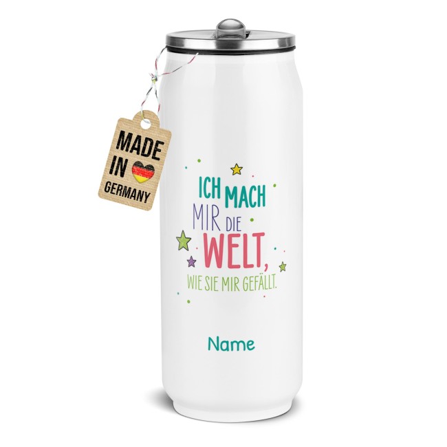 Cola-Dose - Welt wie sie mir gef&auml;llt - mit Name - Wei&szlig; 420 ml