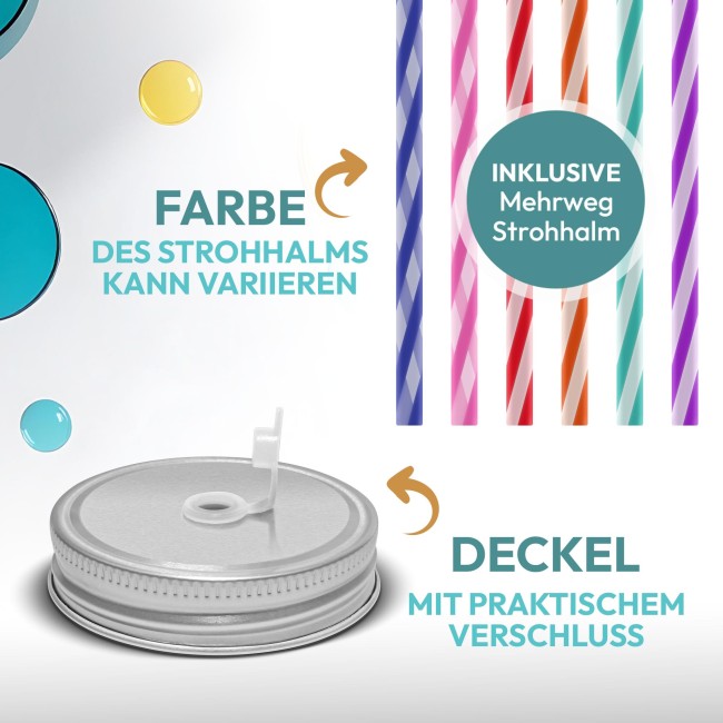 Personalisiertes Trinkglas mit Strohhalm - mit Name - Sei frech, wild &amp; wunderbar - Glas satiniert