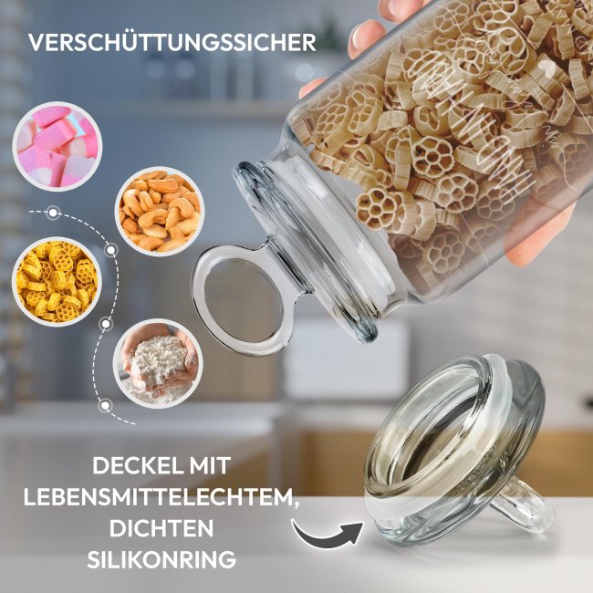 Vorratsdose aus Glas mit Namen &amp; Datum graviert - Hand in Hand - 800 ml