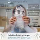 Vorratsdose aus Glas mit Namen &amp; Datum graviert -...