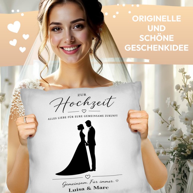 Personalisiertes Kissen zur Hochzeit - Gemeinsam. F&uuml;r immer - mit Namen - verschiedene Farben