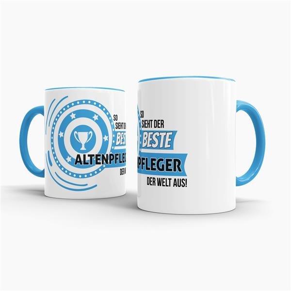 Berufe-Tasse - So sieht der beste Altenpfleger aus - Hellblau