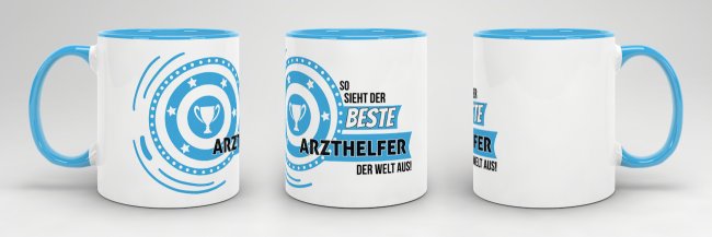 Berufe-Tasse - So sieht der beste Arzthelfer aus - Hellblau