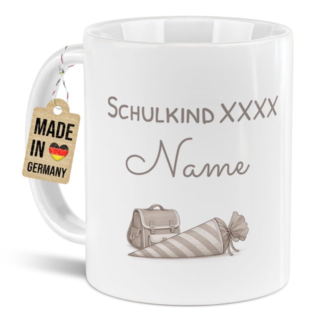 Personalisierte Tasse zur Einschulung - Schulkind 2026 - mit Name &amp; Jahr - Verschiedene Farben