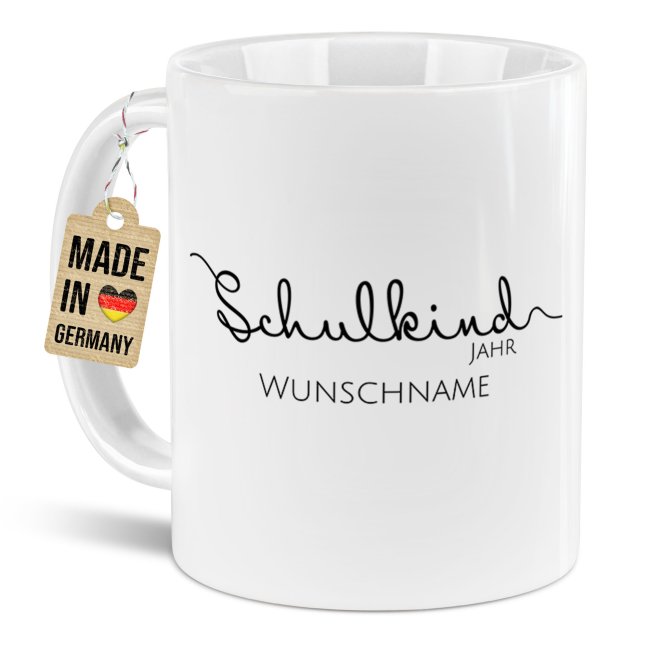 Personalisierte Tasse zur Einschulung - Schulkind - mit Name &amp; Jahr - Verschiedene Farben