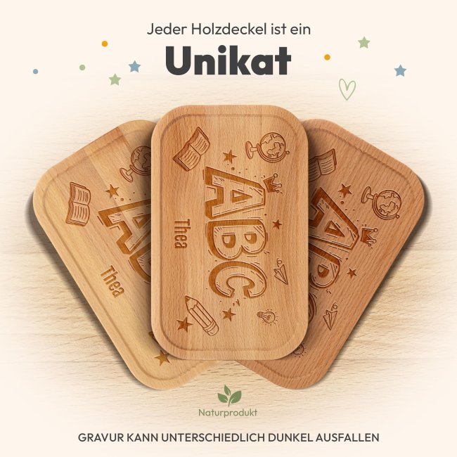 Brotdose mit Gravur zur Einschulung - ABC - mit Name - Gro&szlig;