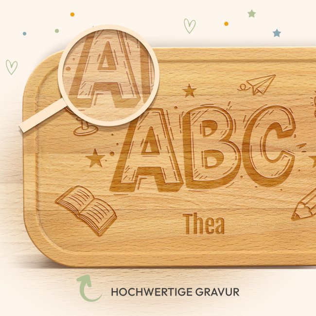 Brotdose mit Gravur zur Einschulung - ABC - mit Name - Gro&szlig;