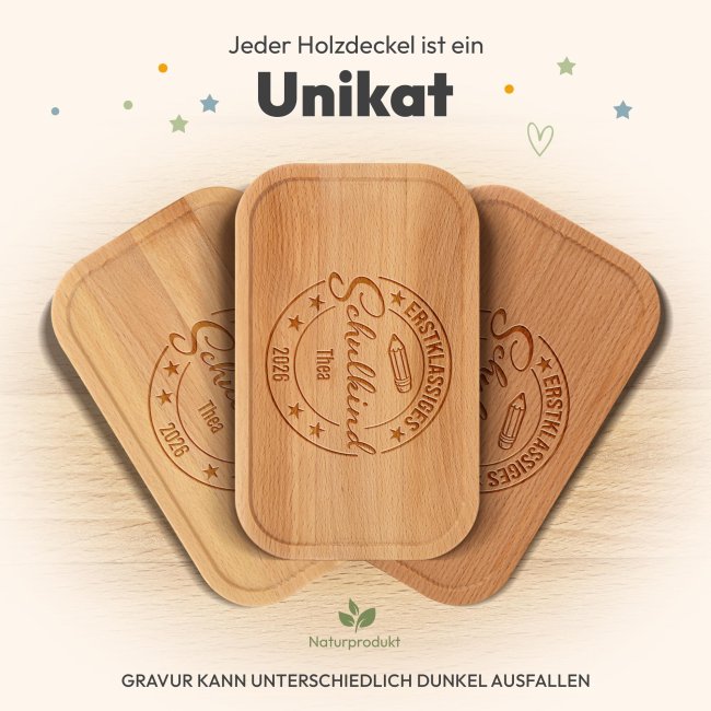 Brotdose mit Gravur zur Einschulung - Erstklassiges Schulkind - mit Name &amp; Jahr - Gro&szlig;