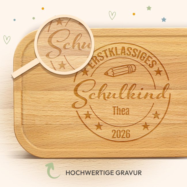 Brotdose mit Gravur zur Einschulung - Erstklassiges Schulkind - mit Name &amp; Jahr - Gro&szlig;