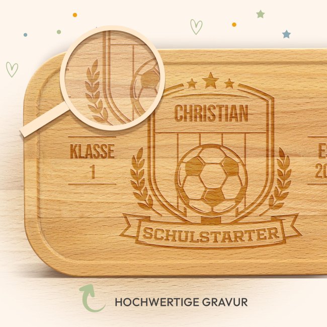 Brotdose mit Gravur zur Einschulung - Schulstarter - Fussball - mit Name &amp; Jahr - Gro&szlig;