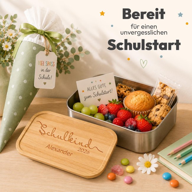 Brotdose mit Gravur zur Einschulung - Schulkind - mit Name &amp; Jahr - Gro&szlig;