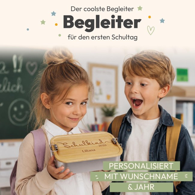 Brotdose mit Gravur zur Einschulung - Schulkind - mit Name &amp; Jahr - Gro&szlig;