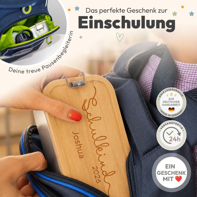 Brotdose mit Gravur zur Einschulung - Schulkind - mit Name &amp; Jahr - Gro&szlig;