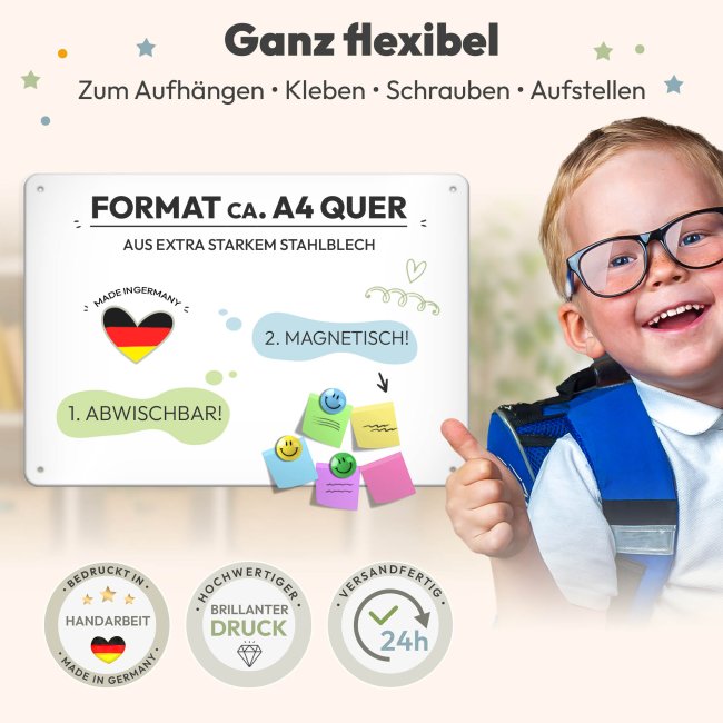 Abwischbarer Stundenplan - Schulkind - Fu&szlig;ball - mit Name personalisierbar
