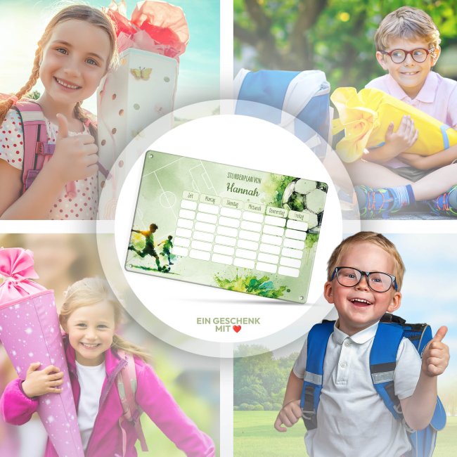 Abwischbarer Stundenplan - Schulkind - Fu&szlig;ball - mit Name personalisierbar