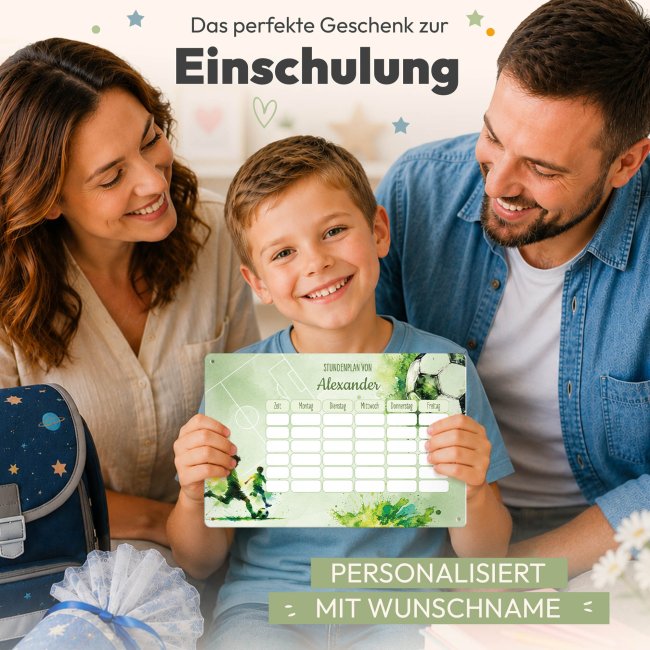 Abwischbarer Stundenplan - Schulkind - Fu&szlig;ball - mit Name personalisierbar