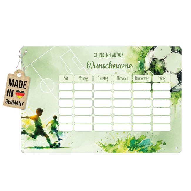 Abwischbarer Stundenplan - Schulkind - Fu&szlig;ball - mit Name personalisierbar