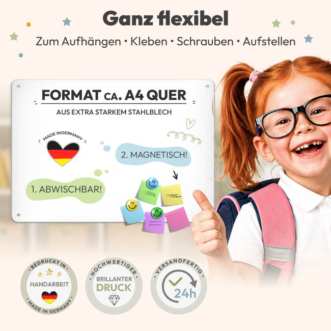 Abwischbarer Stundenplan - Schulkind - Pferd - mit Name personalisierbar