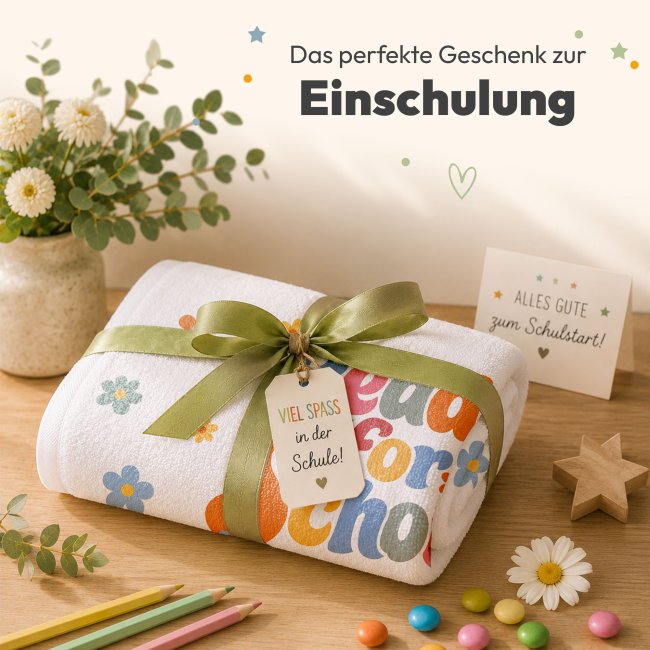 Kinder-Handtuch - Ready for School - mit Name - 140 x 70 cm