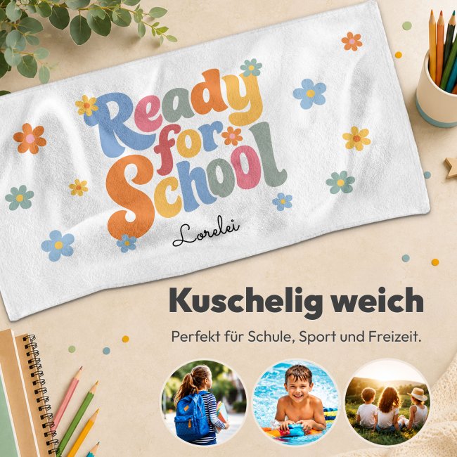 Kinder-Handtuch - Ready for School - mit Name - 140 x 70 cm