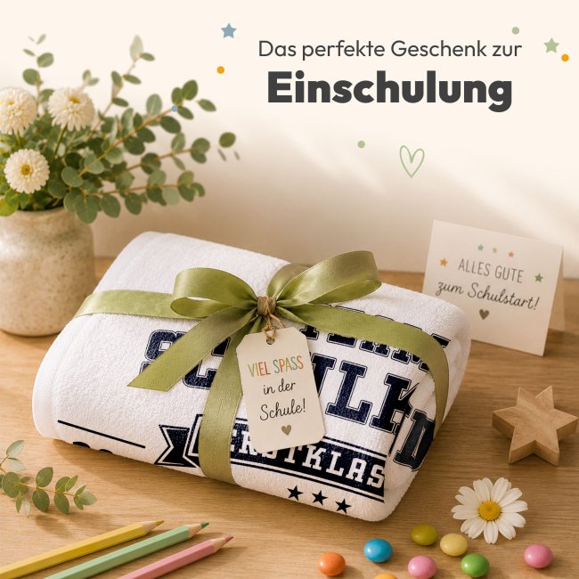 Kinder-Handtuch - Team Schulkind - mit Name - 140 x 70 cm