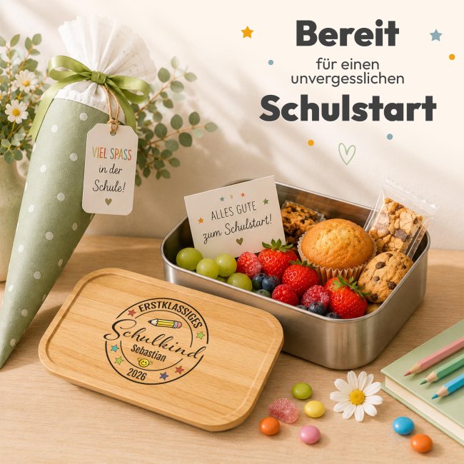 Brotdose bedruckt zur Einschulung - Erstklassiges Schulkind - mit Name &amp; Jahr - Gro&szlig;