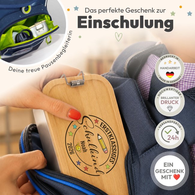Brotdose bedruckt zur Einschulung - Erstklassiges Schulkind - mit Name &amp; Jahr - Gro&szlig;