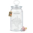 Vorratsdose aus Glas zur Geburt - Willkommen - mit Name...