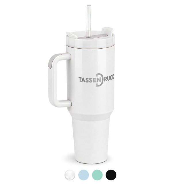 Thermobecher mit Deckel und Strohhalm - 1200 ml - 4 Farben