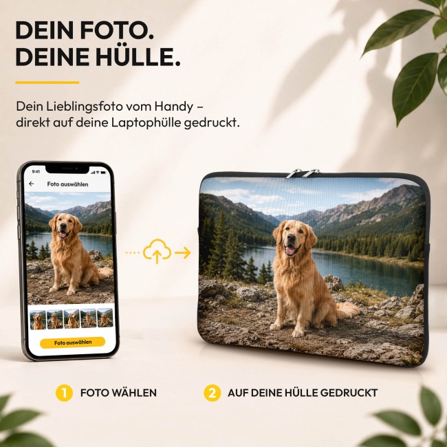 Laptoptasche mit Foto &amp; Text selbst gestalten - in 3 verschiedenen Gr&ouml;&szlig;en