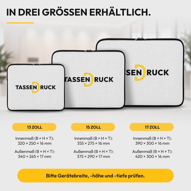 Laptoptaschen bedrucken - in 3 Gr&ouml;&szlig;en