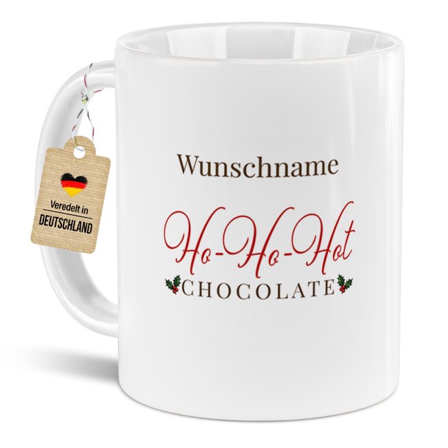 Weihnachts-Tasse - Ho Ho Hot Chocolate - mit Name
