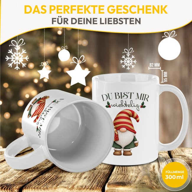 Weihnachts-Tasse mit Wichtel-Spruch - Du bist mir wichtelig