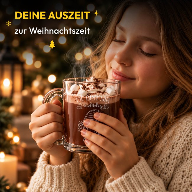 Glastasse mit Gravur und Spruch - Du bist mir wichtelig