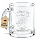 Glastasse mit Gravur und Spruch - Du bist mir wichtelig