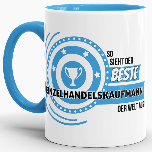 Berufe-Tasse - So sieht der beste Einzelhandelskaufmann aus - Hellblau